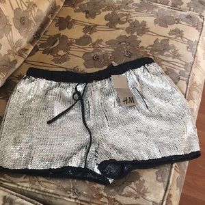 H&M silver sequin shorts